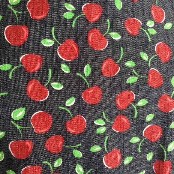 TATYANA BEACH BASH Cherry Print Denim Sailor Style Dress w/Red Trim - Picture 6 of 6